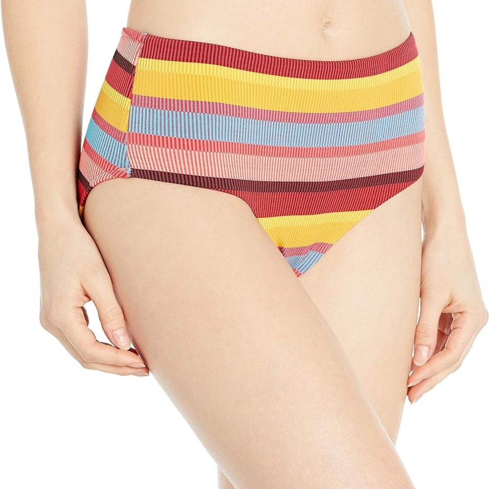 SEAFOLLY Womens baja stripe Retro Fit Bikini Bottom Full Coverage bum NWT
